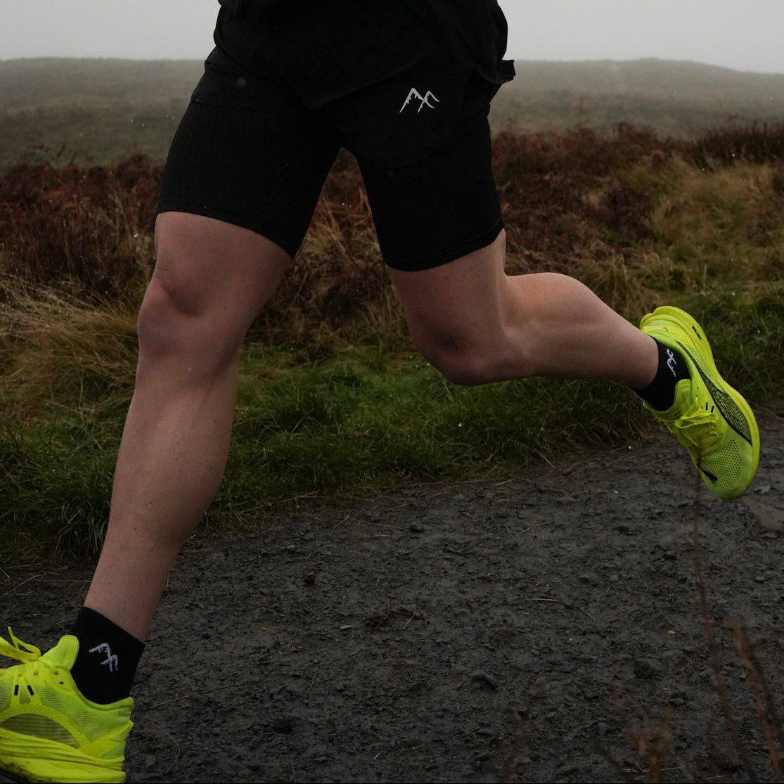 Black Short Crew Running Socks | Technical Blend