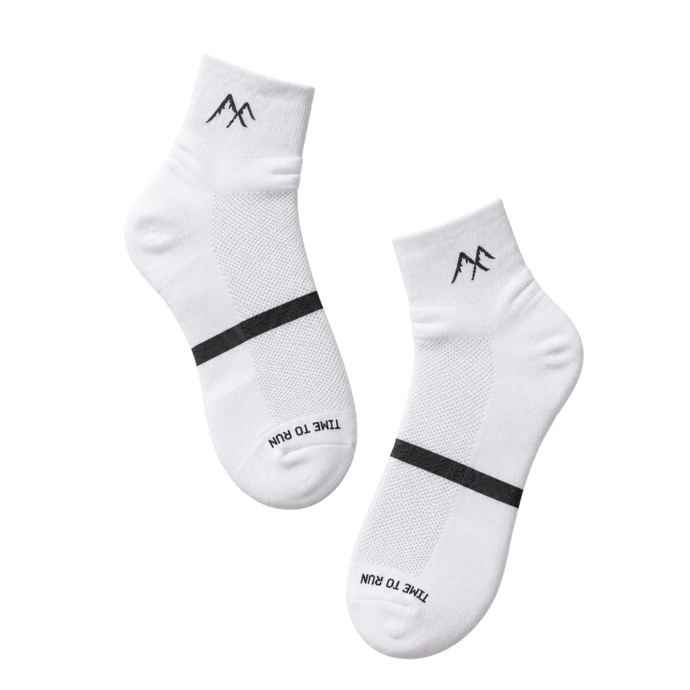 White Short Crew Running Socks | Technical Blend