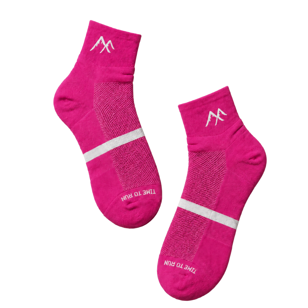 Pink Short Crew Running Socks | Technical Blend