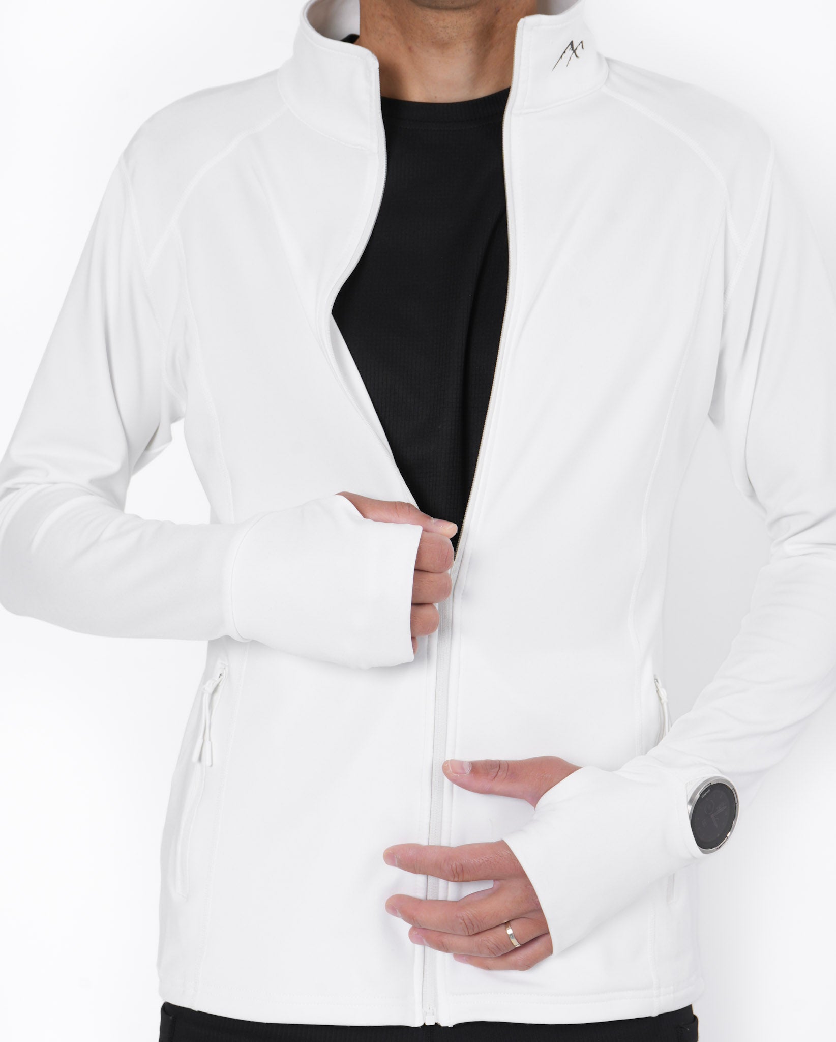 Tempo Herren-Sweatshirt mit durchgehendem Reißverschluss | Weiß-4