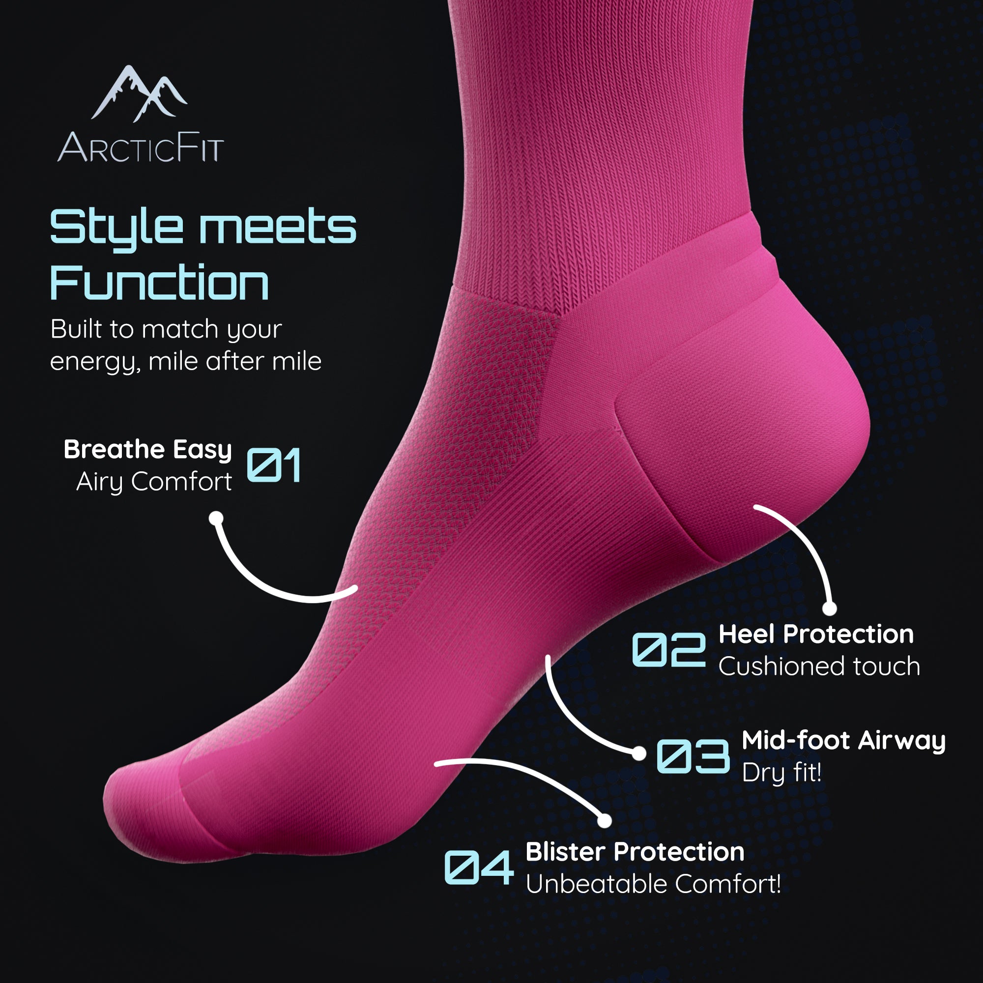 Neon Pink Technical Running Sock