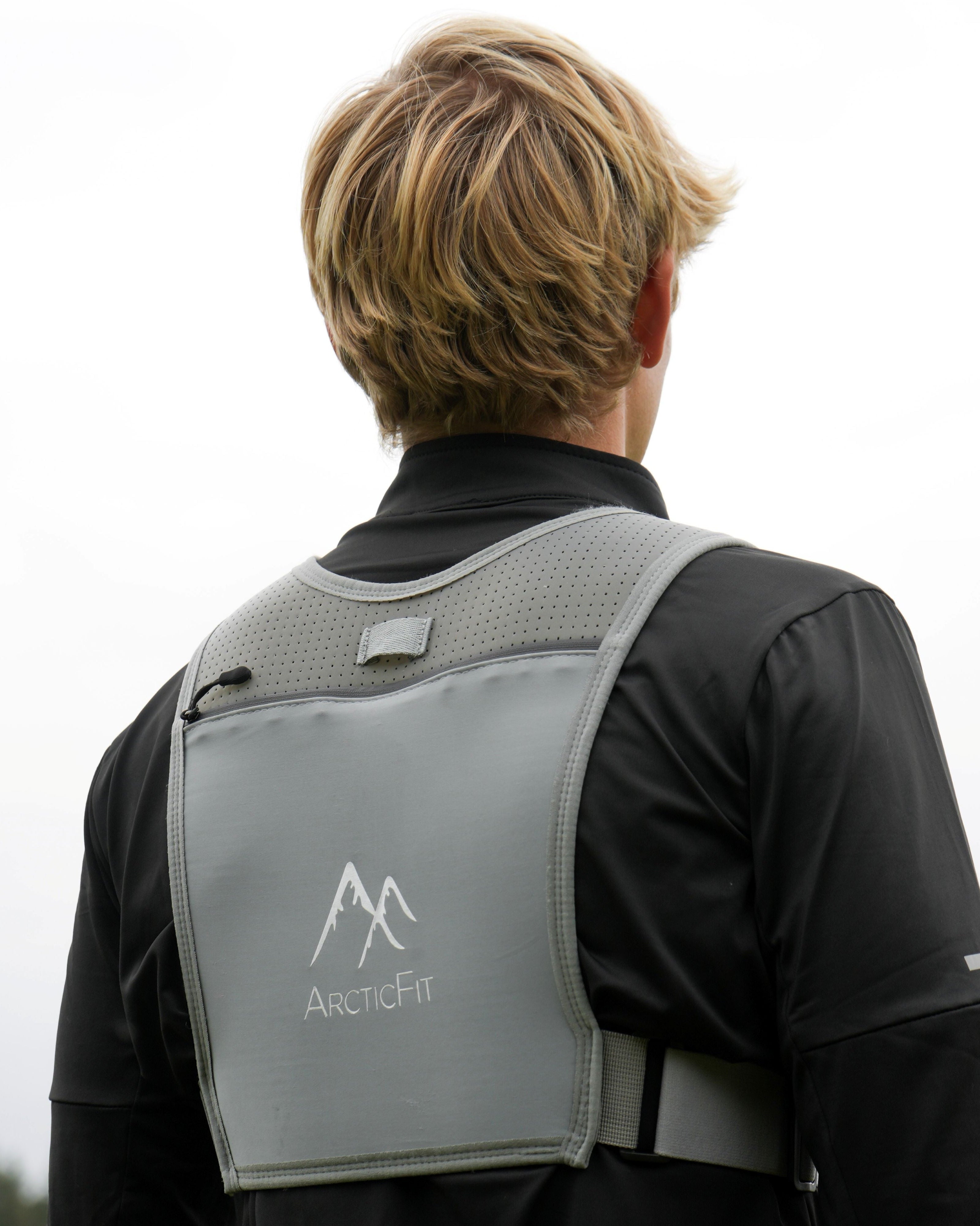 Grey mens running vest back