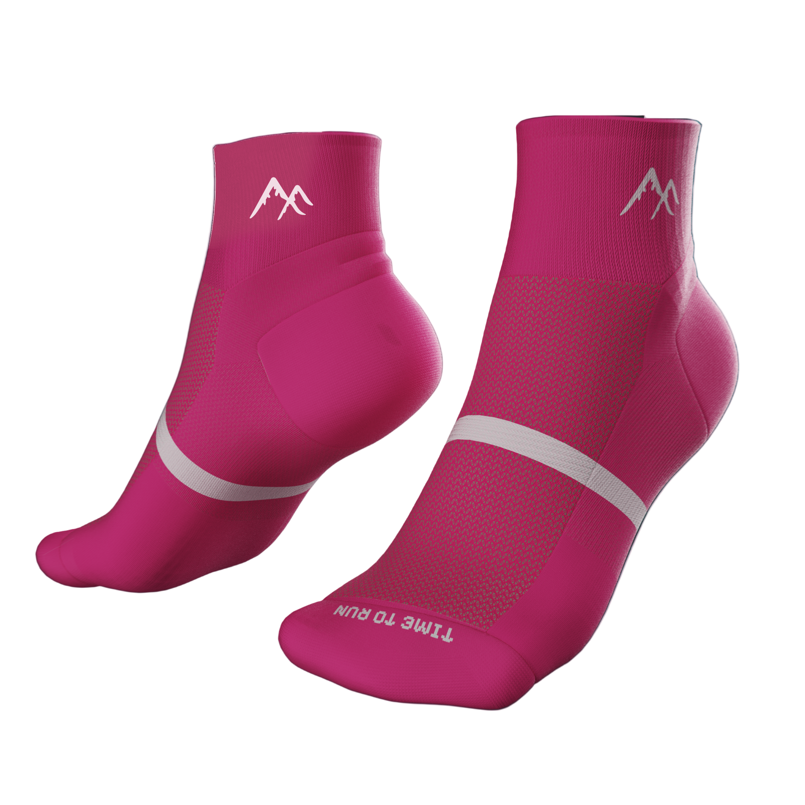 Pink Short crew socks with transparent background side on 
