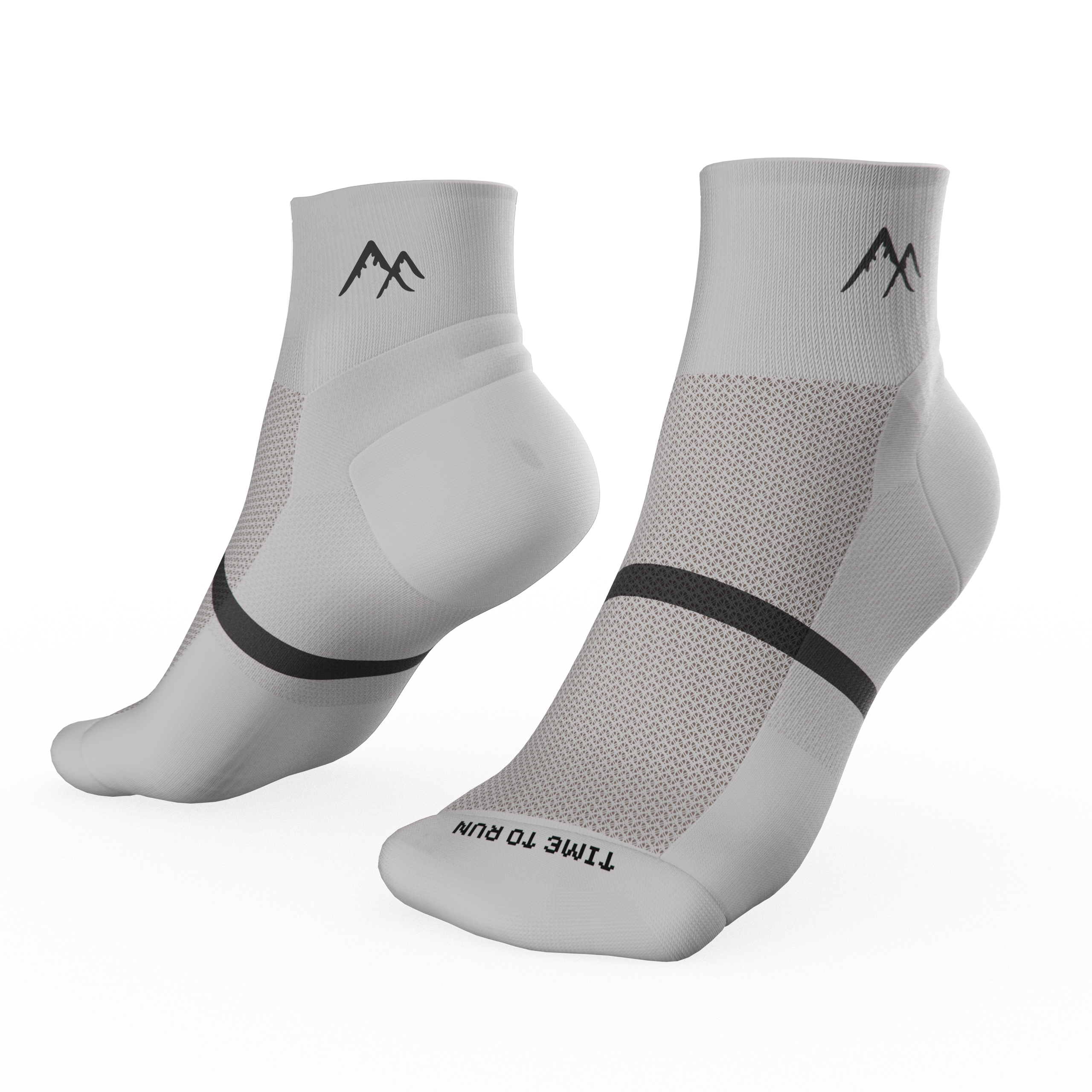 White running short crew socks on transparent background